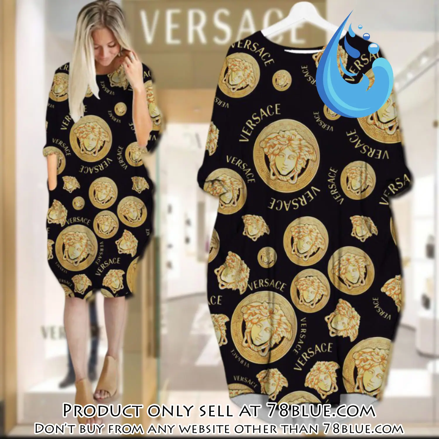 Gianni versace black batwing pocket dress luxury brand for women pd064 78b1010025